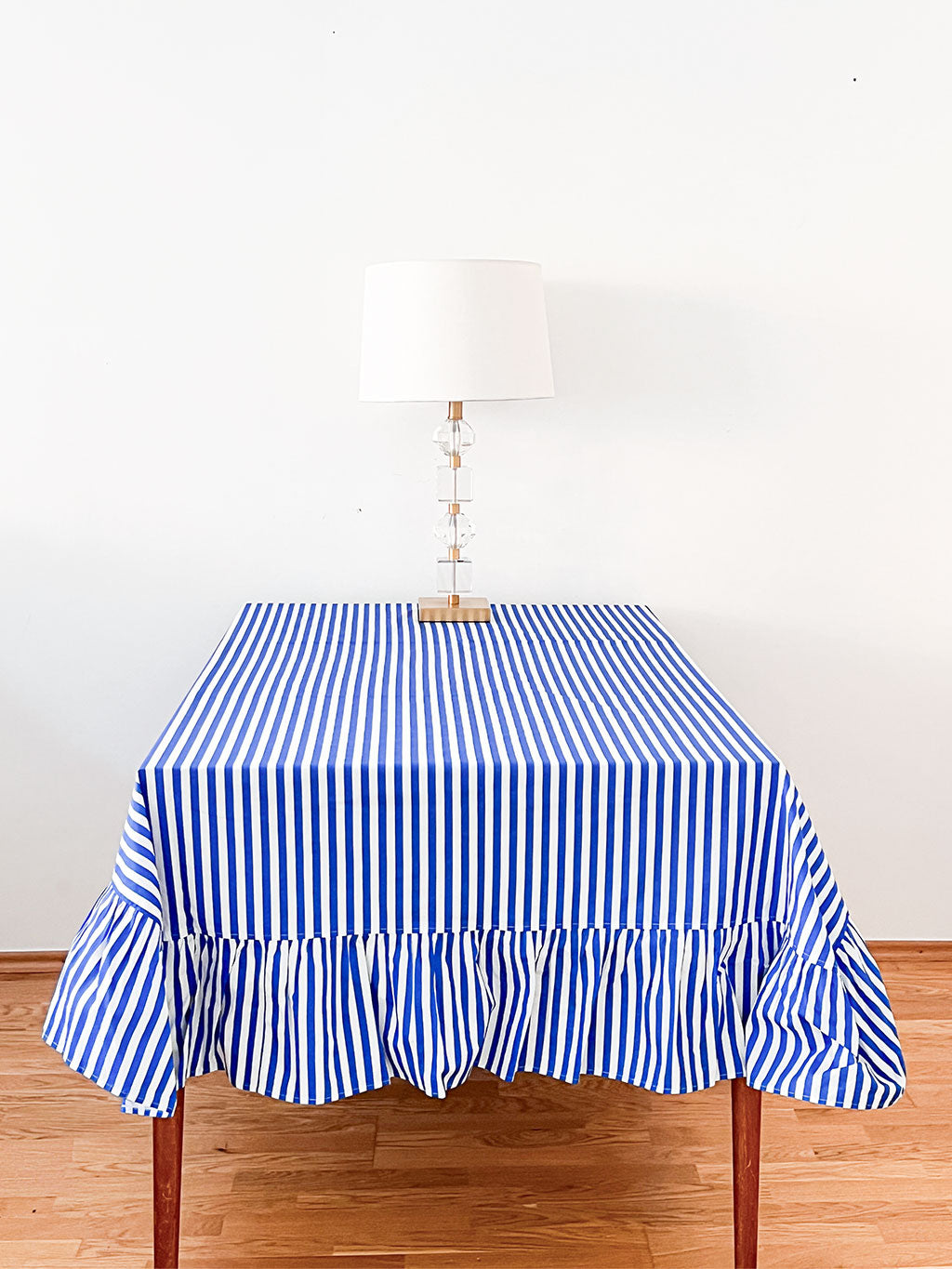 Table Cloth Blue Stripes  with Ruffle