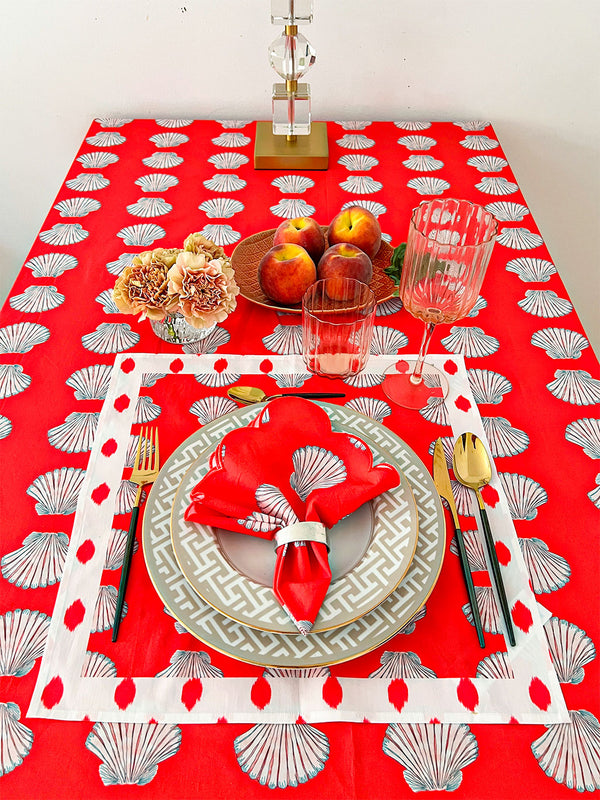 Napkin Shells on Red with Dots