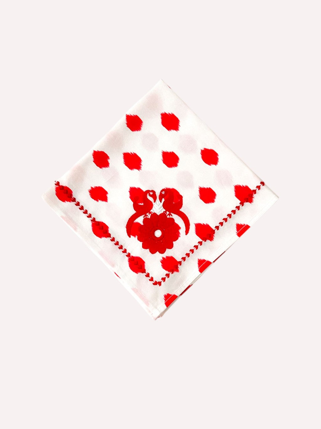 Napkin Dots Red Gujarat Birds Embroidery