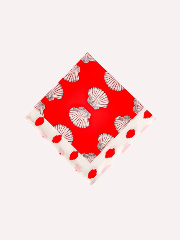 Napkin Shells on Red with Dots