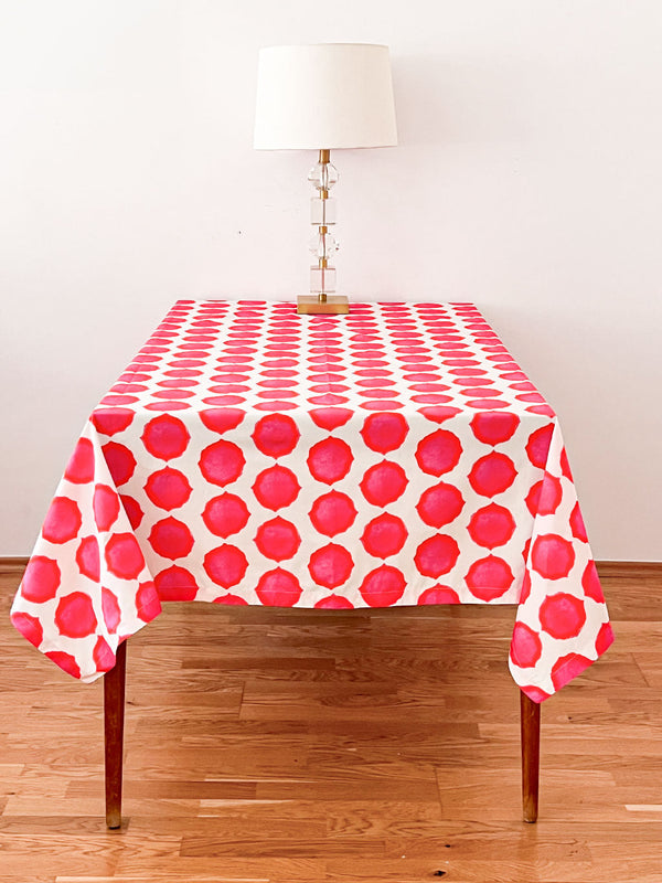 Table Cloth Ikat Pink Orange