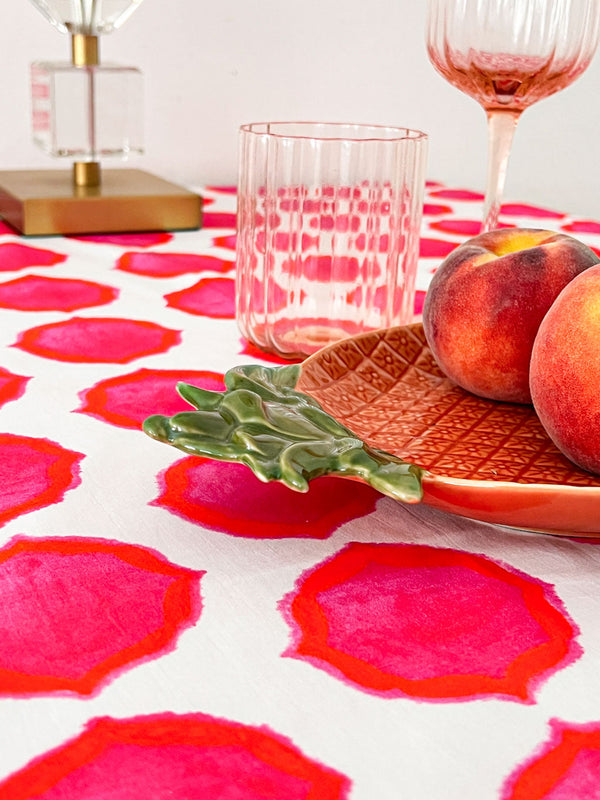 Table Cloth Ikat Pink Orange
