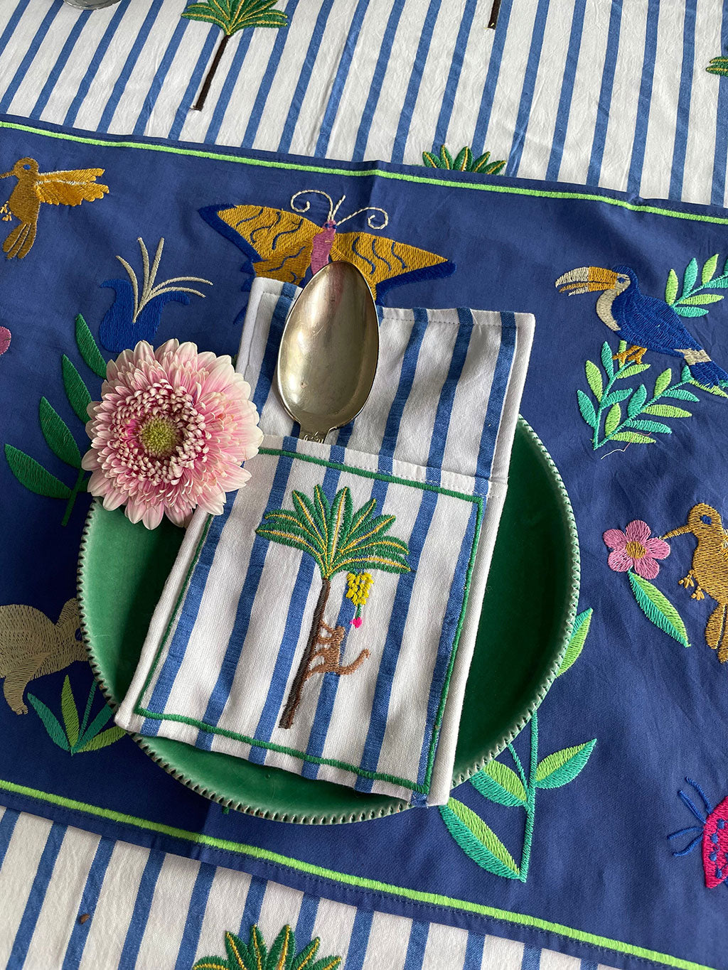 Placemat Mexican Embroidery on Blue