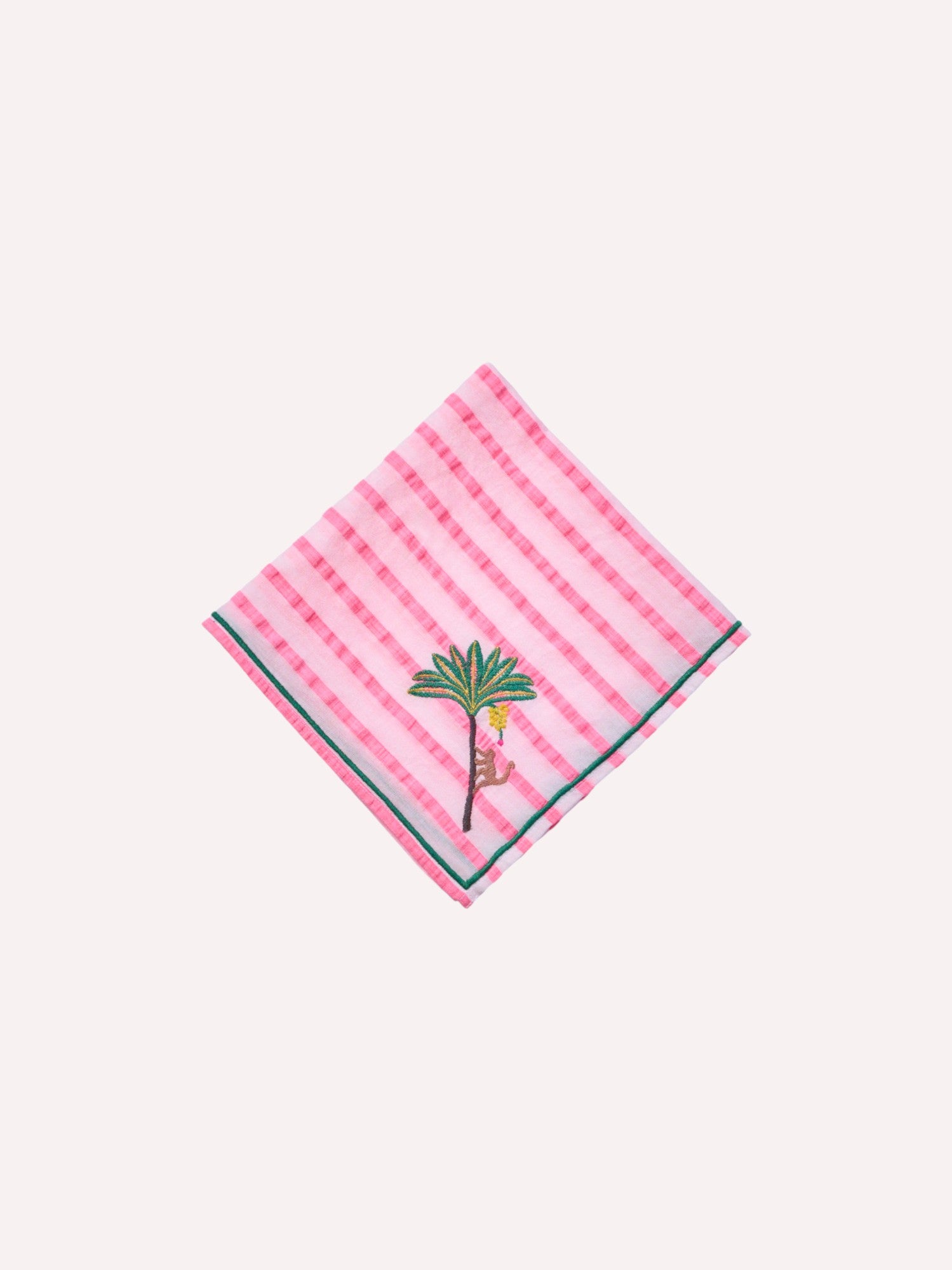 Napkin Palm on Pink Stripes