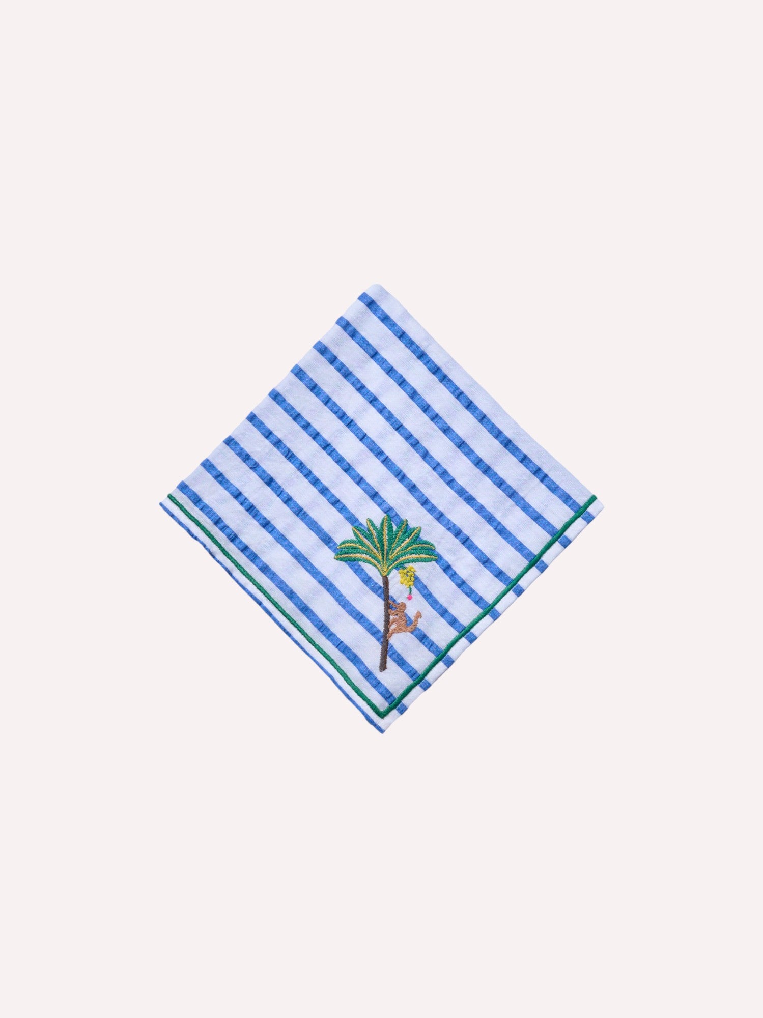 Napkin Palm on Blue Stripes