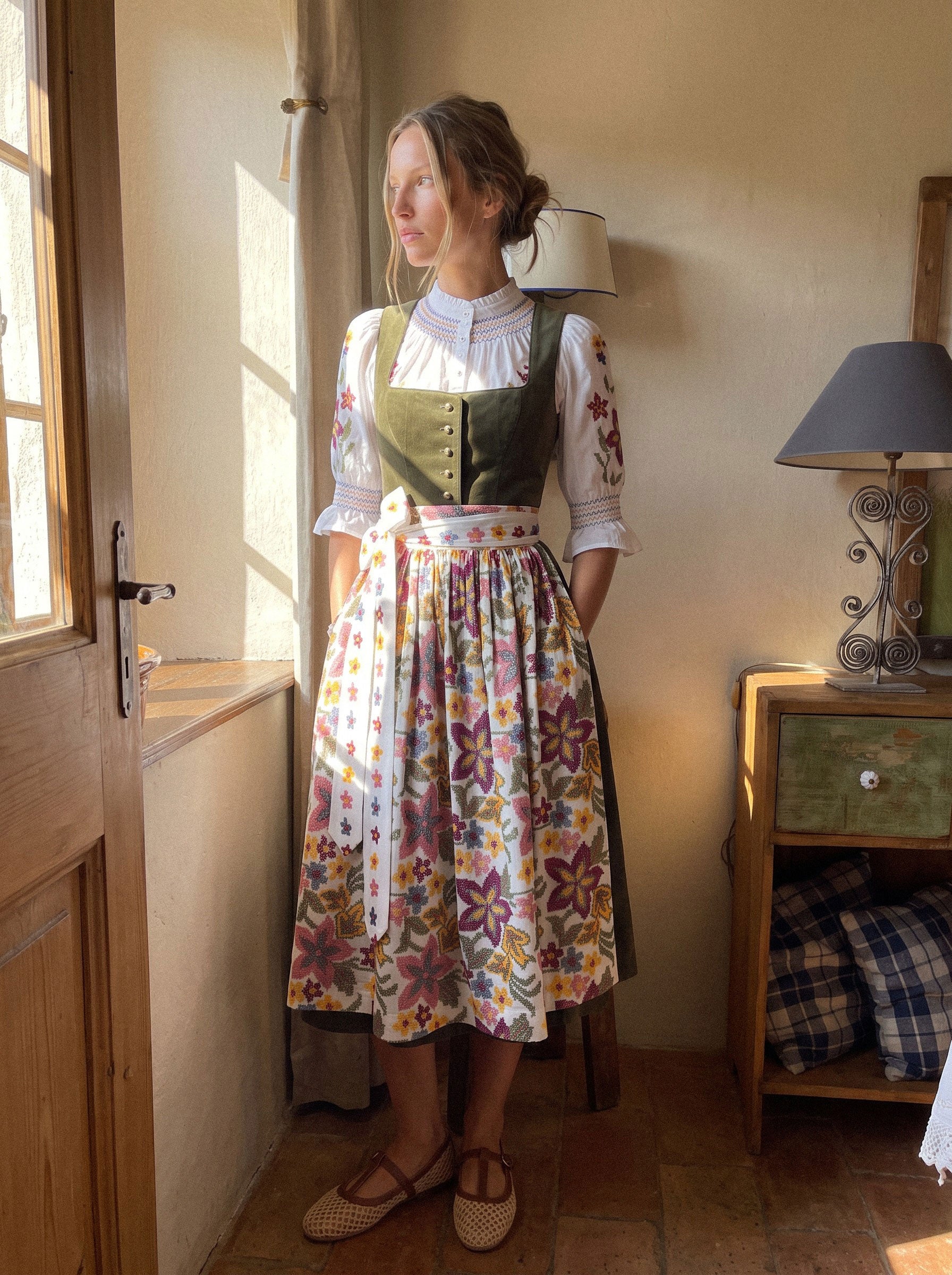 Münchner Manufaktur x Nimo Apron Flower Green Red
