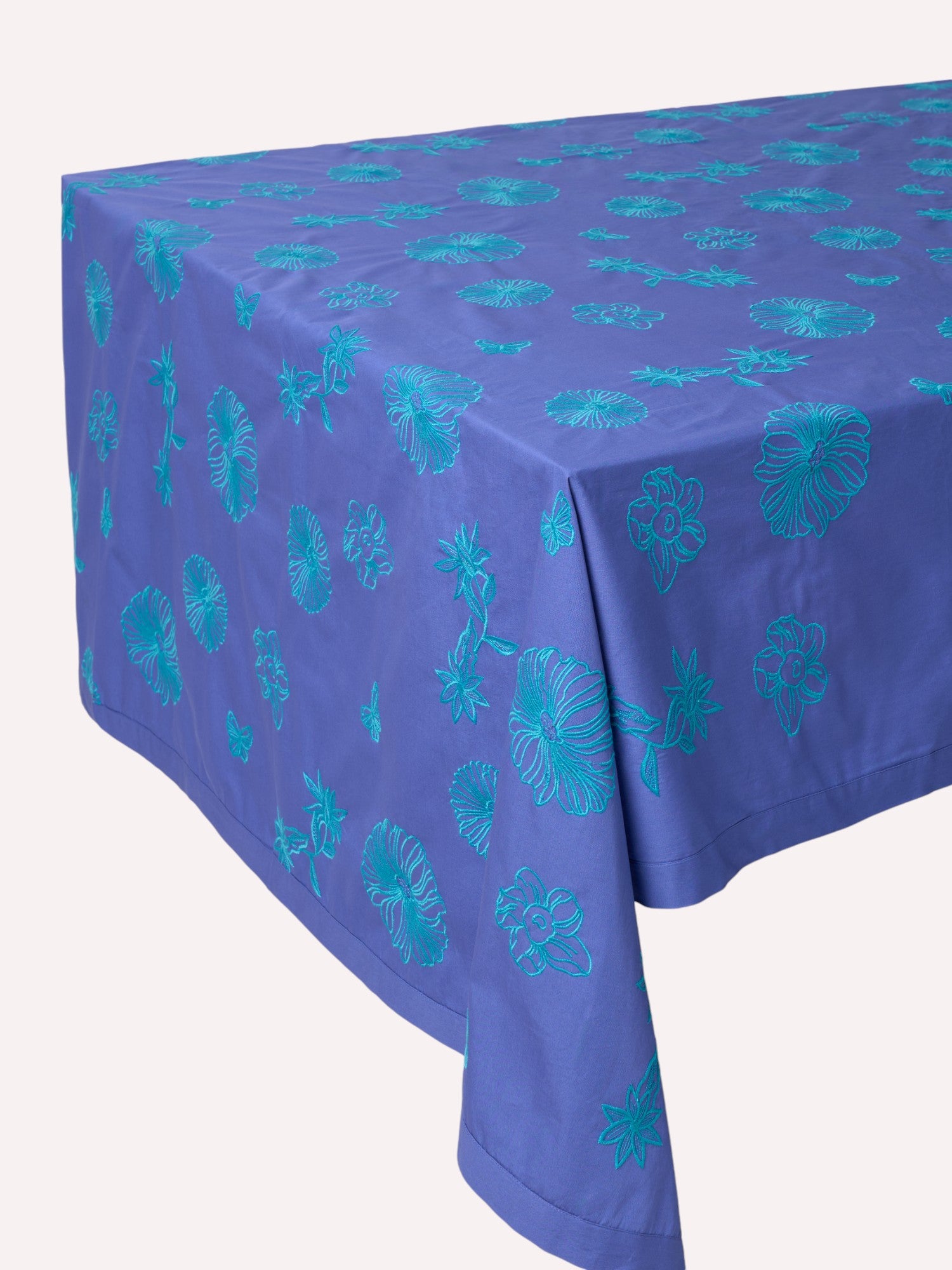 Tablecloth Petrol Flowers on Blue