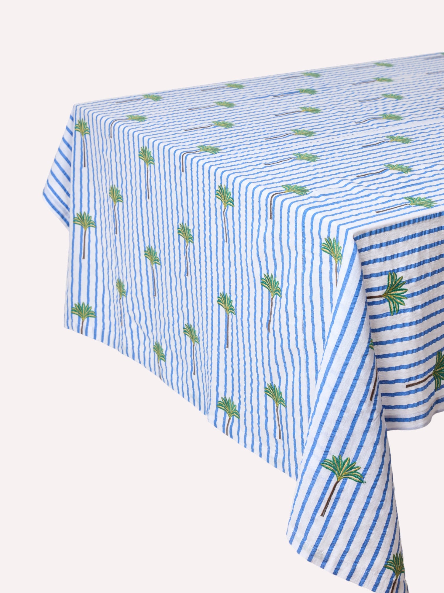 Tablecloth Blue Stripes on White