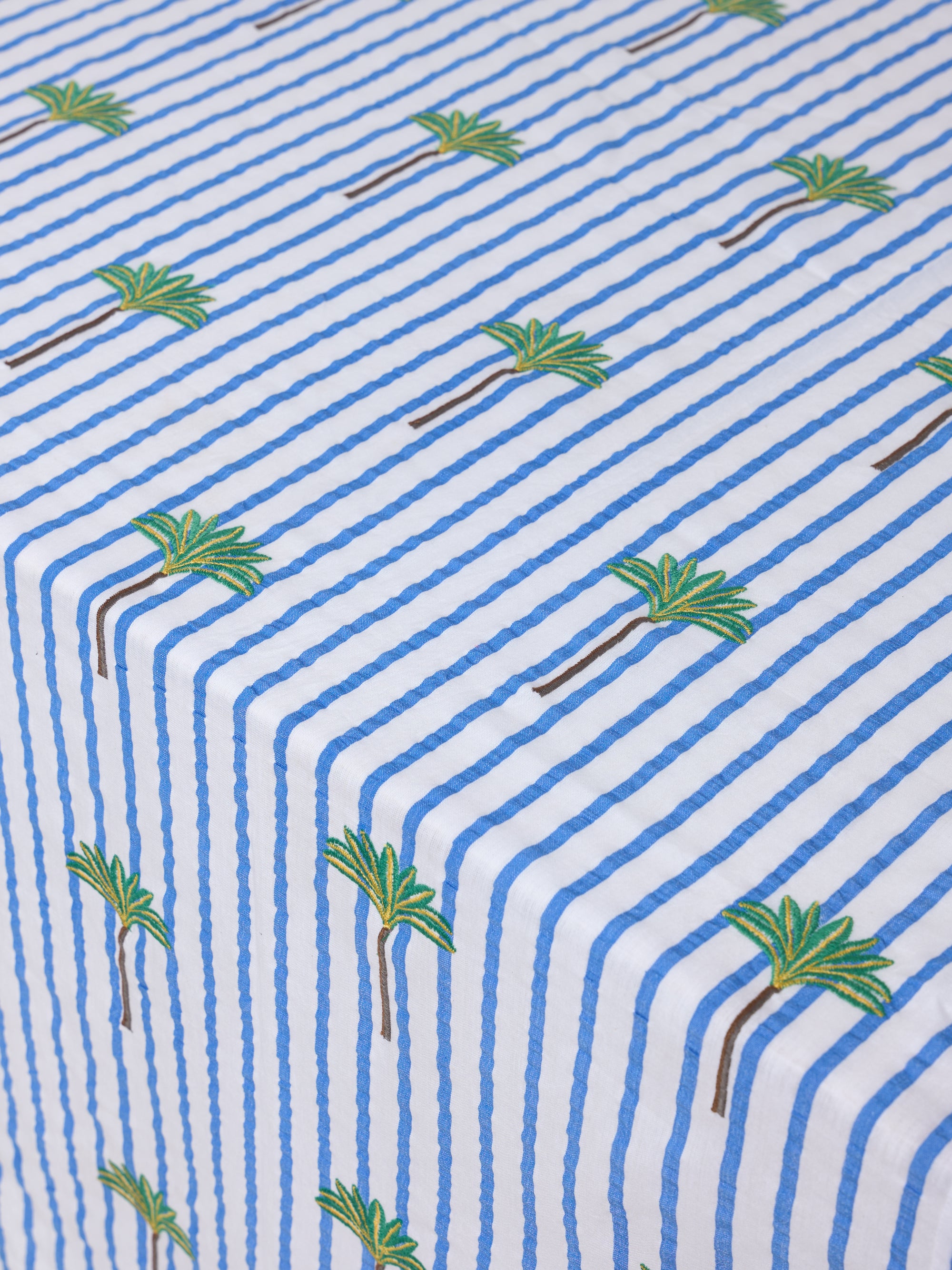 Tablecloth Blue Stripes on White