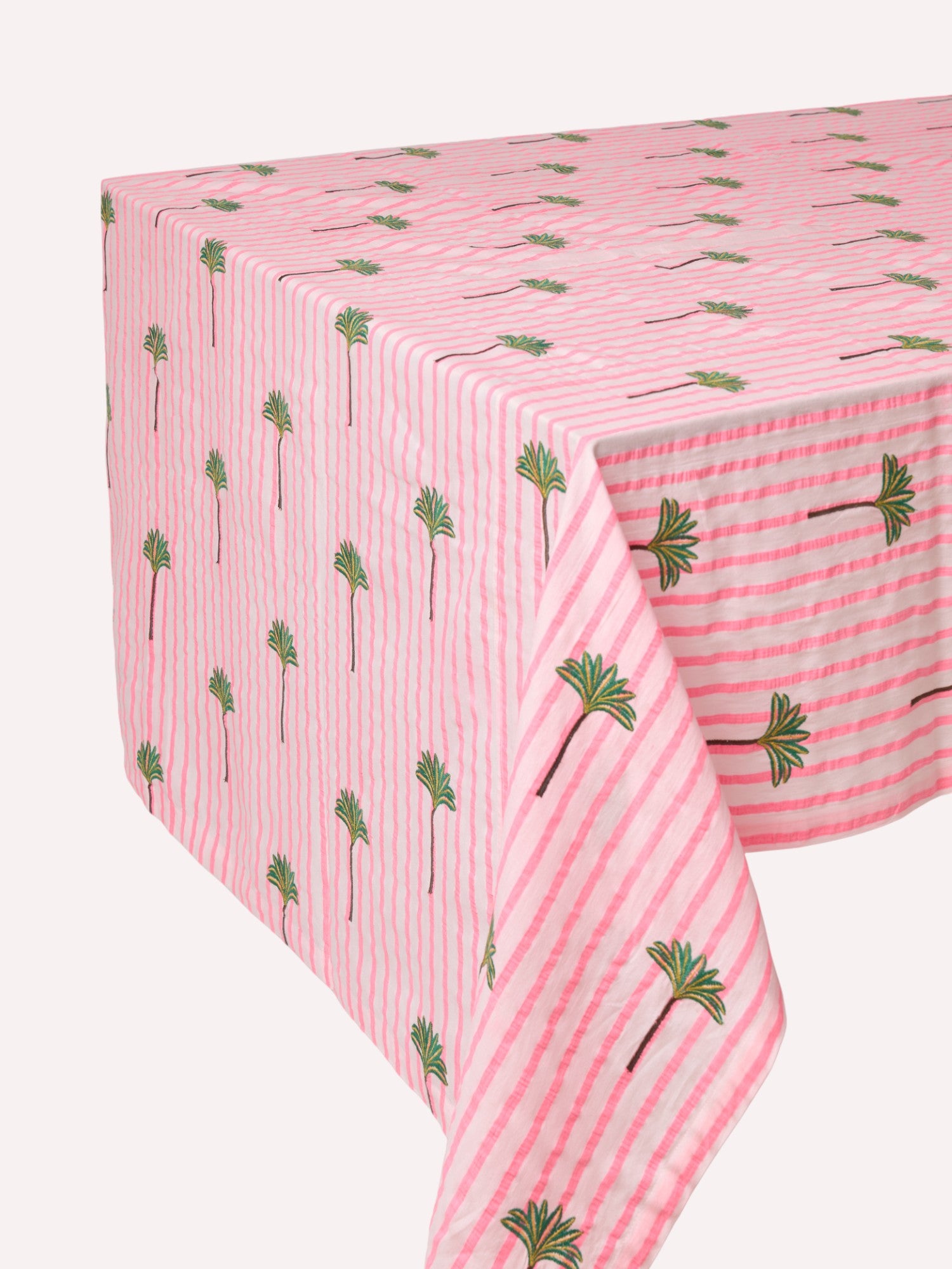 Tablecloth Pink Stripes on White