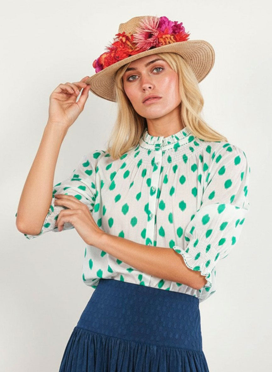 Bergamot Blouse Dots Emerald
