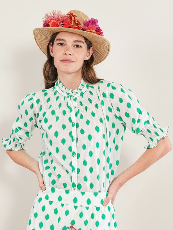 Bergamot Blouse Dots Emerald