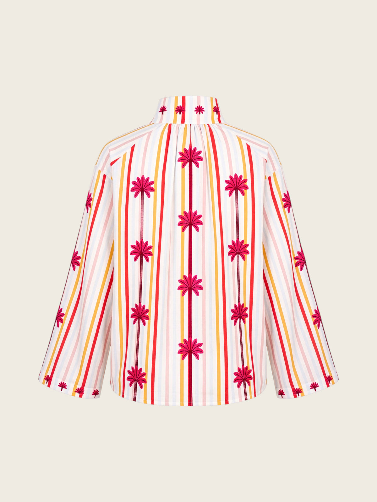 Blueberry Blouse Palm Embroidery on Stripes