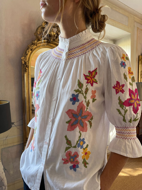 Münchner Manufaktur x Nimo Bergamot Blouse Flower Green Red