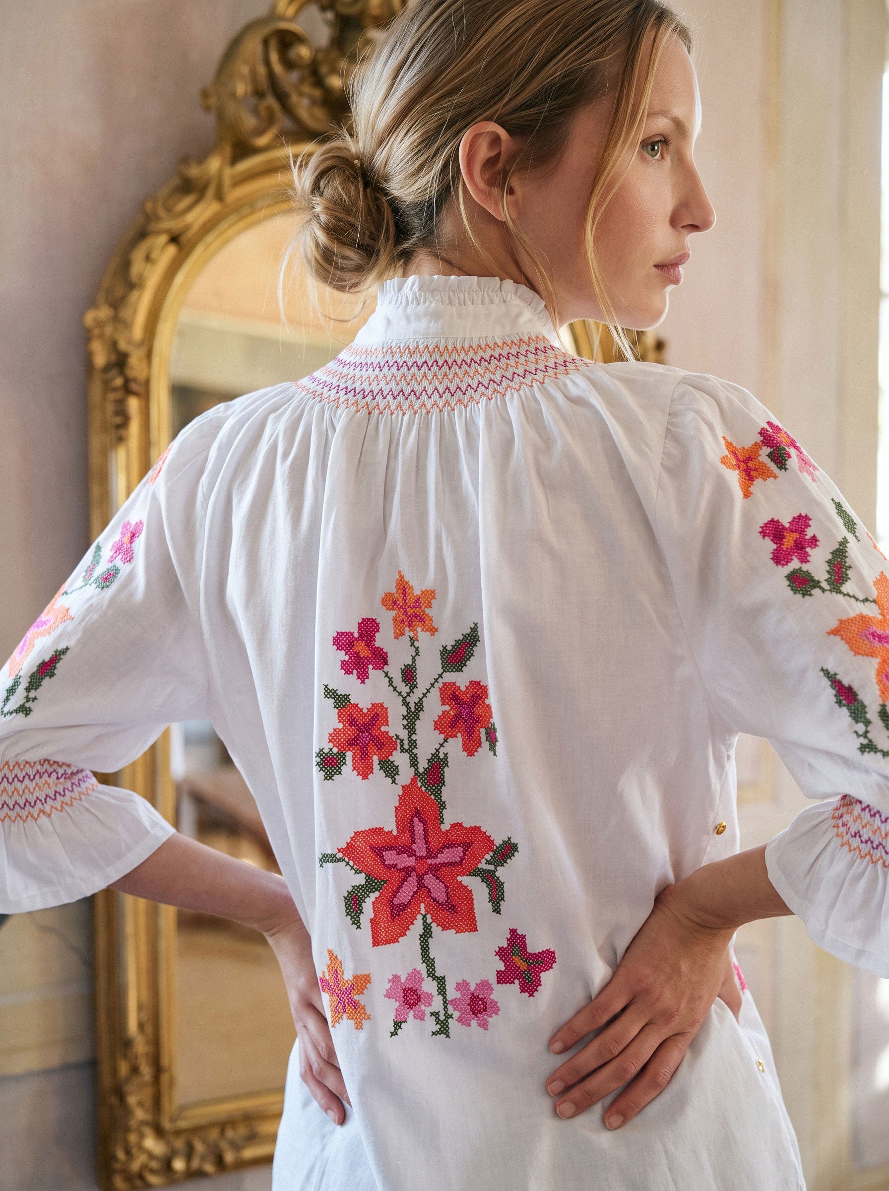 Münchner Manufaktur x Nimo Bergamot Blouse Flower Pink Orange