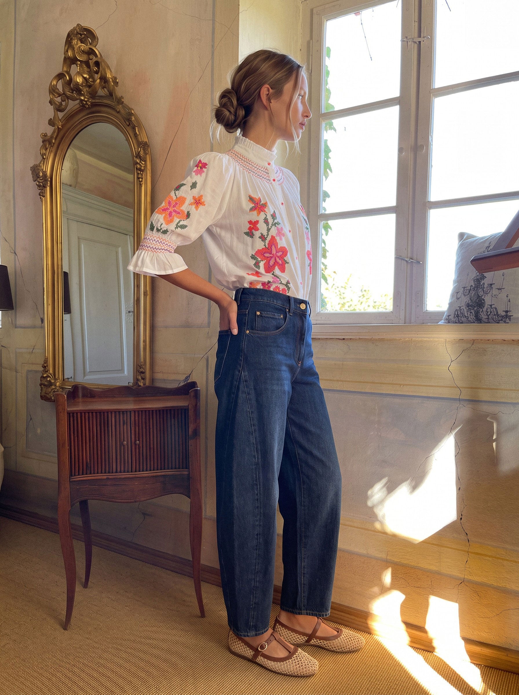 Münchner Manufaktur x Nimo Bergamot Blouse Flower Pink Orange