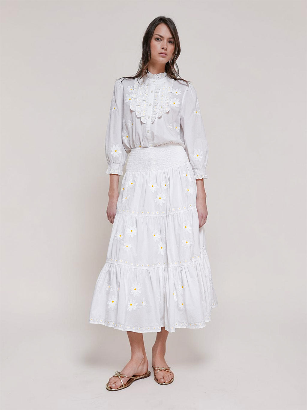 NIMO x CASA PERNICE Blouse White Flower Embroidery