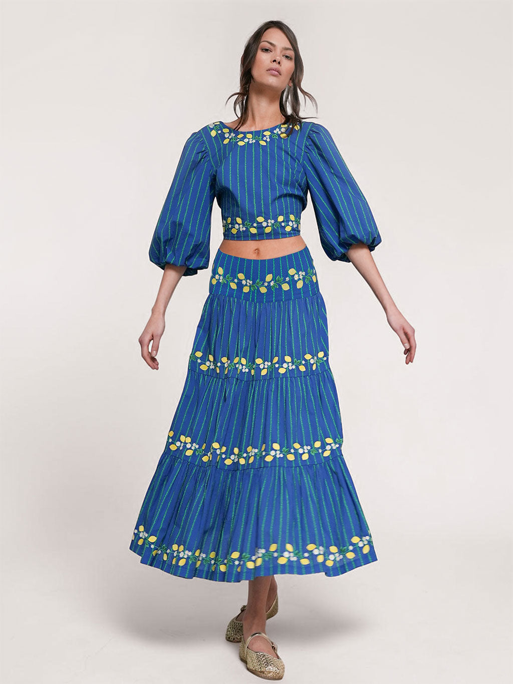 NIMO x CASA PERNICE Blouse Blue Lemon Embroidery