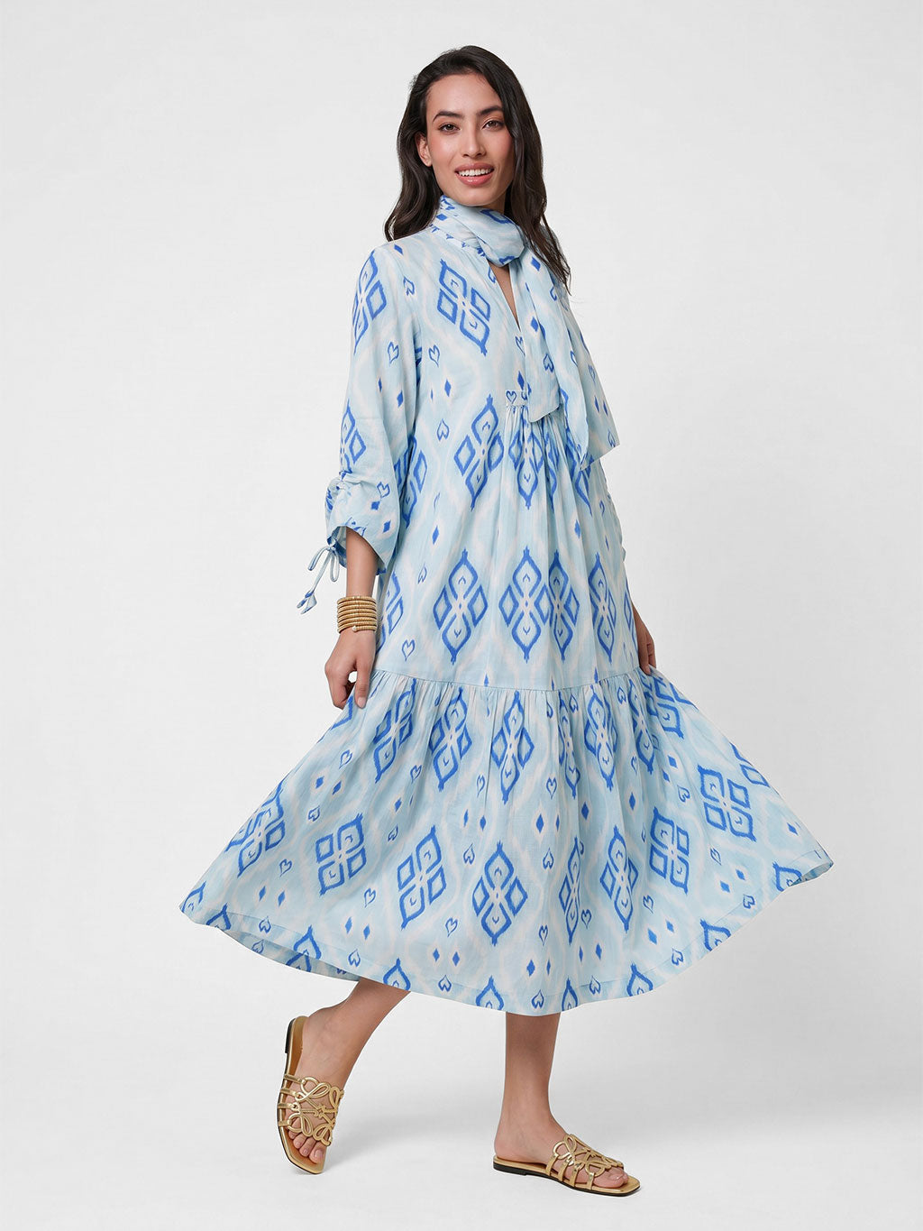 Catmint Dress Ikat Blue