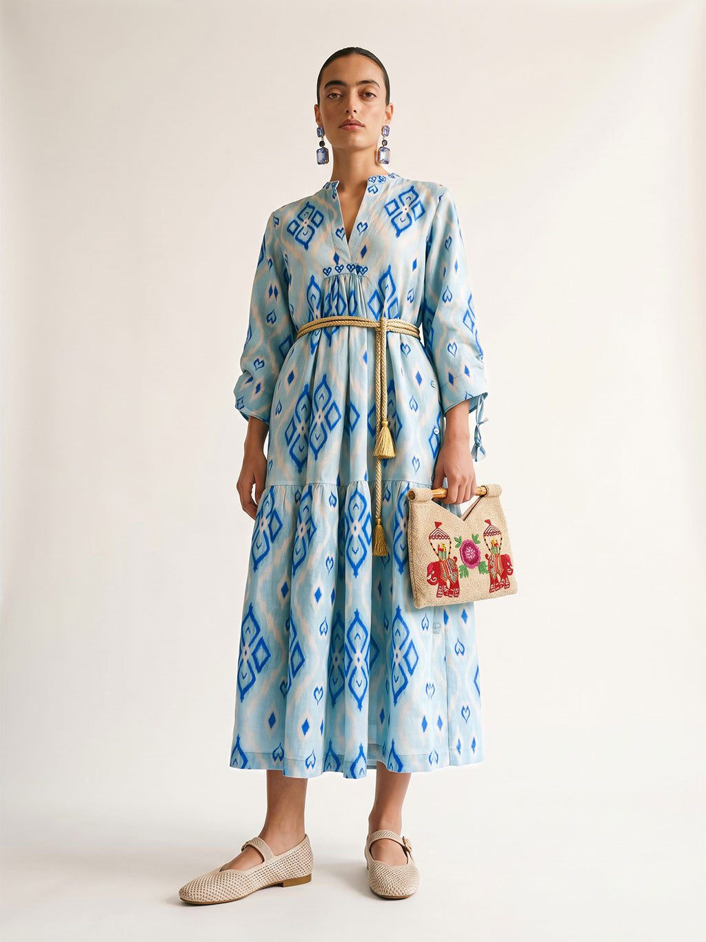 Catmint Dress Ikat Blue - Nimo with Love