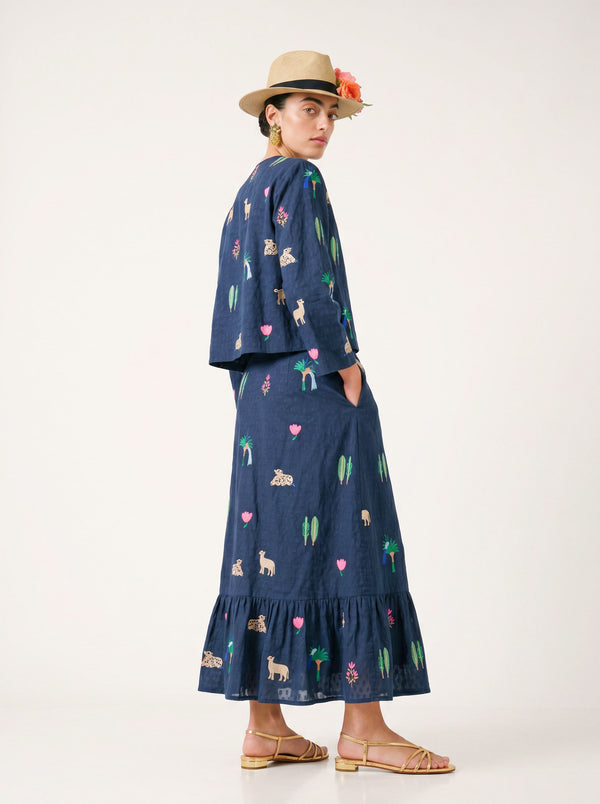Comfrey Jacket  Little Jungle Embroidery on Navy