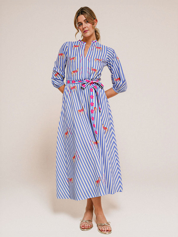 Marigold Dress Donkey on Blue Stripes