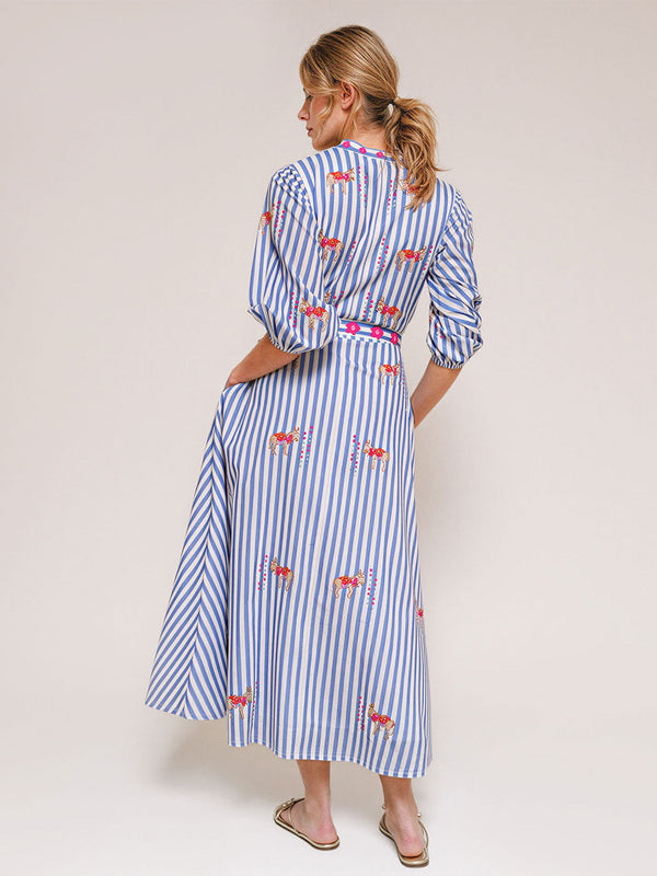 Marigold Dress Donkey on Blue Stripes