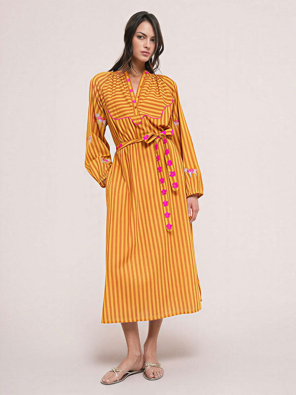 Hellebore Kaftan Donkey on Yellow Stripes