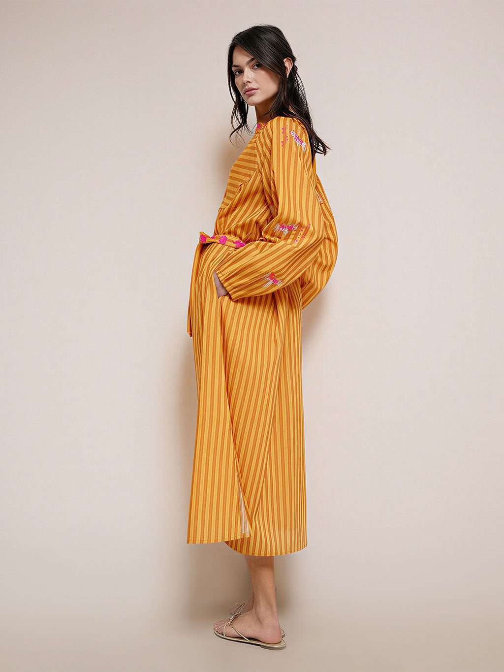 Hellebore Kaftan Donkey on Yellow Stripes