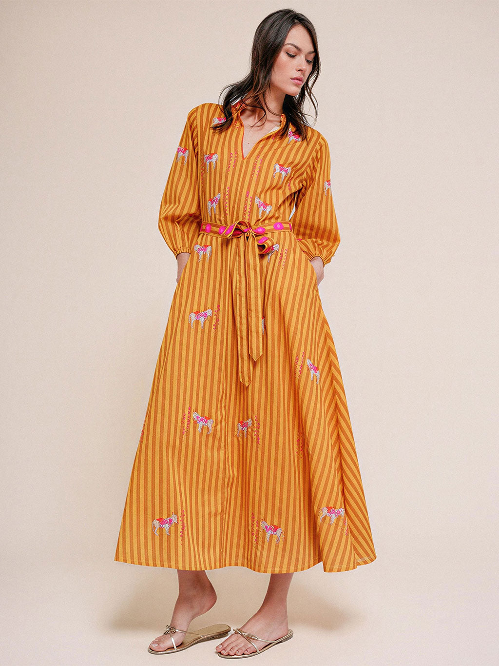 Marigold Dress Donkey on Yellow Stripes