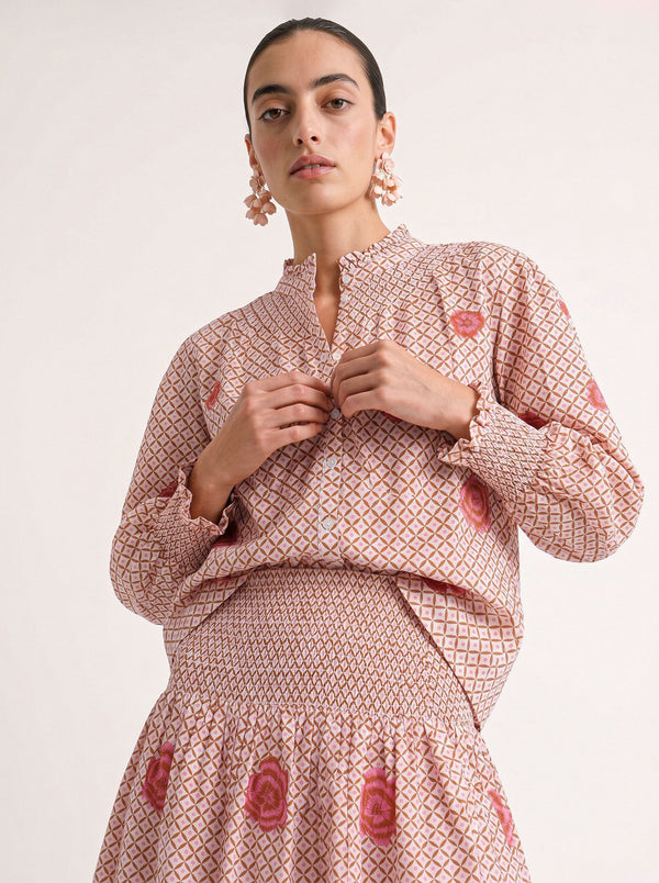 Bergamot Blouse Mustard Peony Embroidery