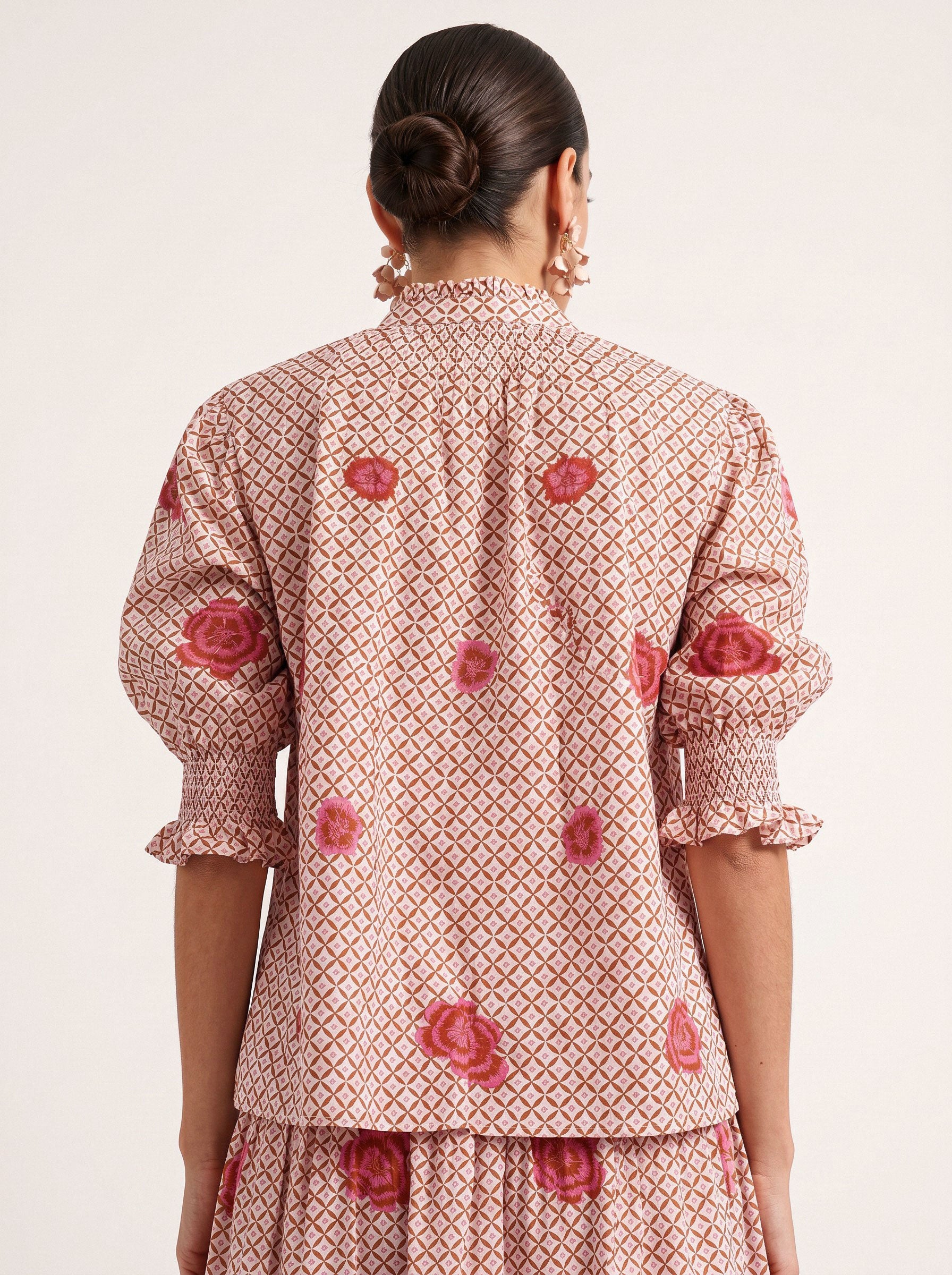 Bergamot Blouse Mustard Peony Embroidery