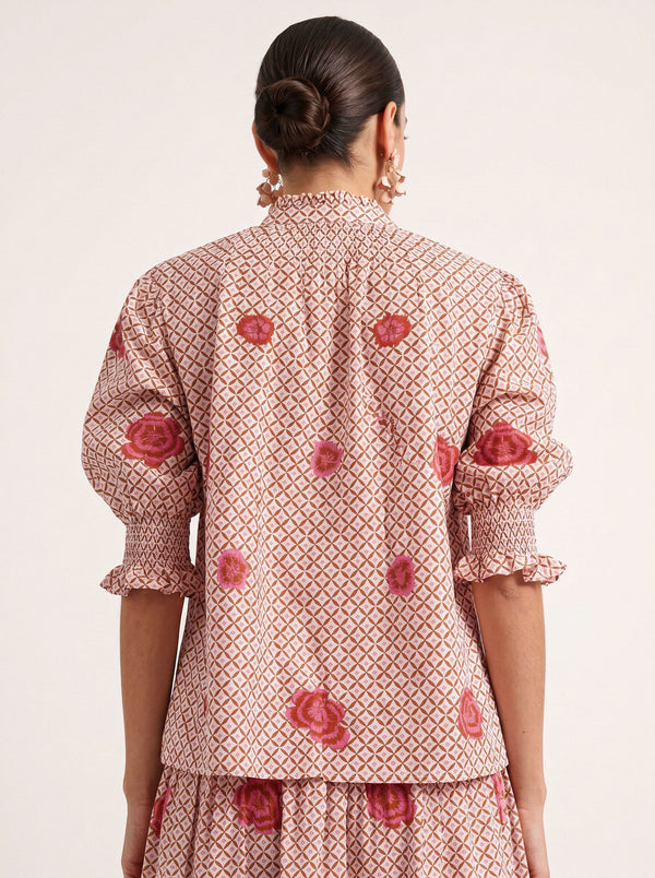 Bergamot Blouse Mustard Peony Embroidery