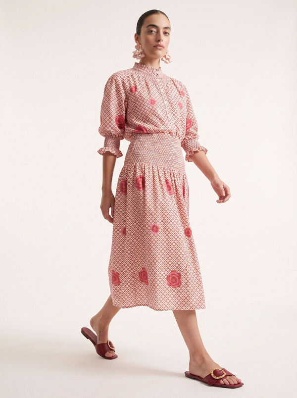 Bergamot Blouse Mustard Peony Embroidery