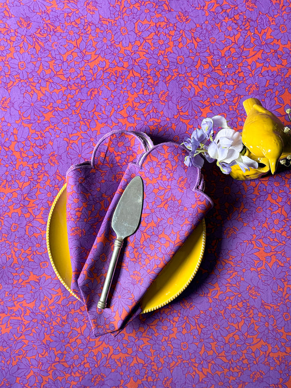 Lori x NIMO limited Tablecloth Violet Orange Flowers