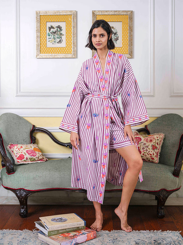 Magic on Burgundy Stripes Kimono