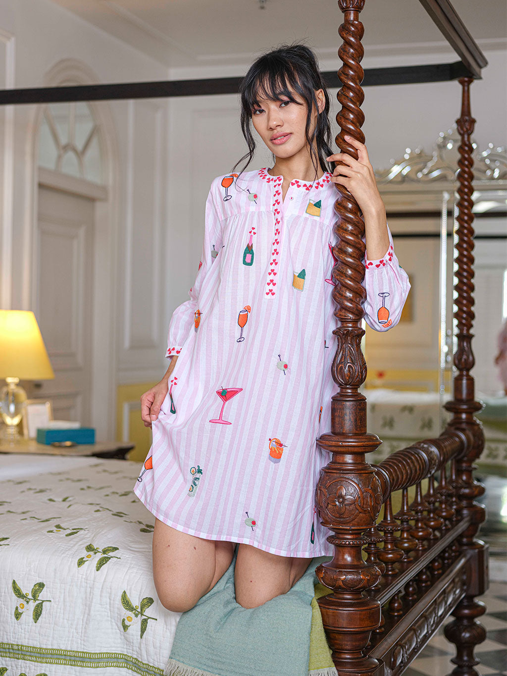 Happy Hour on Rose Stripes Nightgown