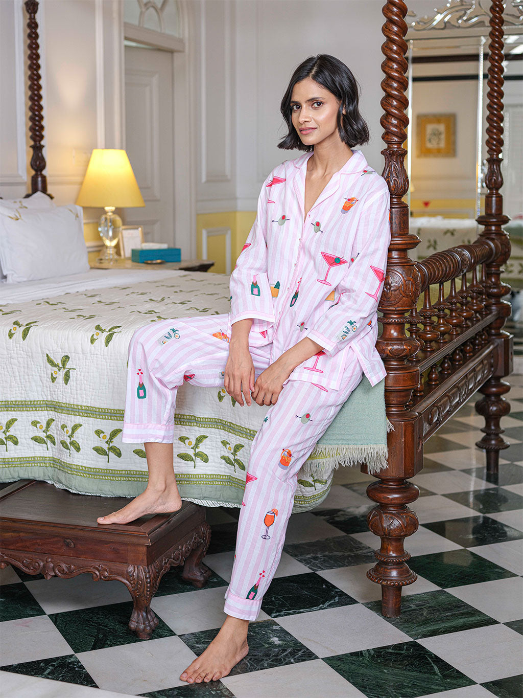 Happy Hour on Rose Stripes Pyjama Long
