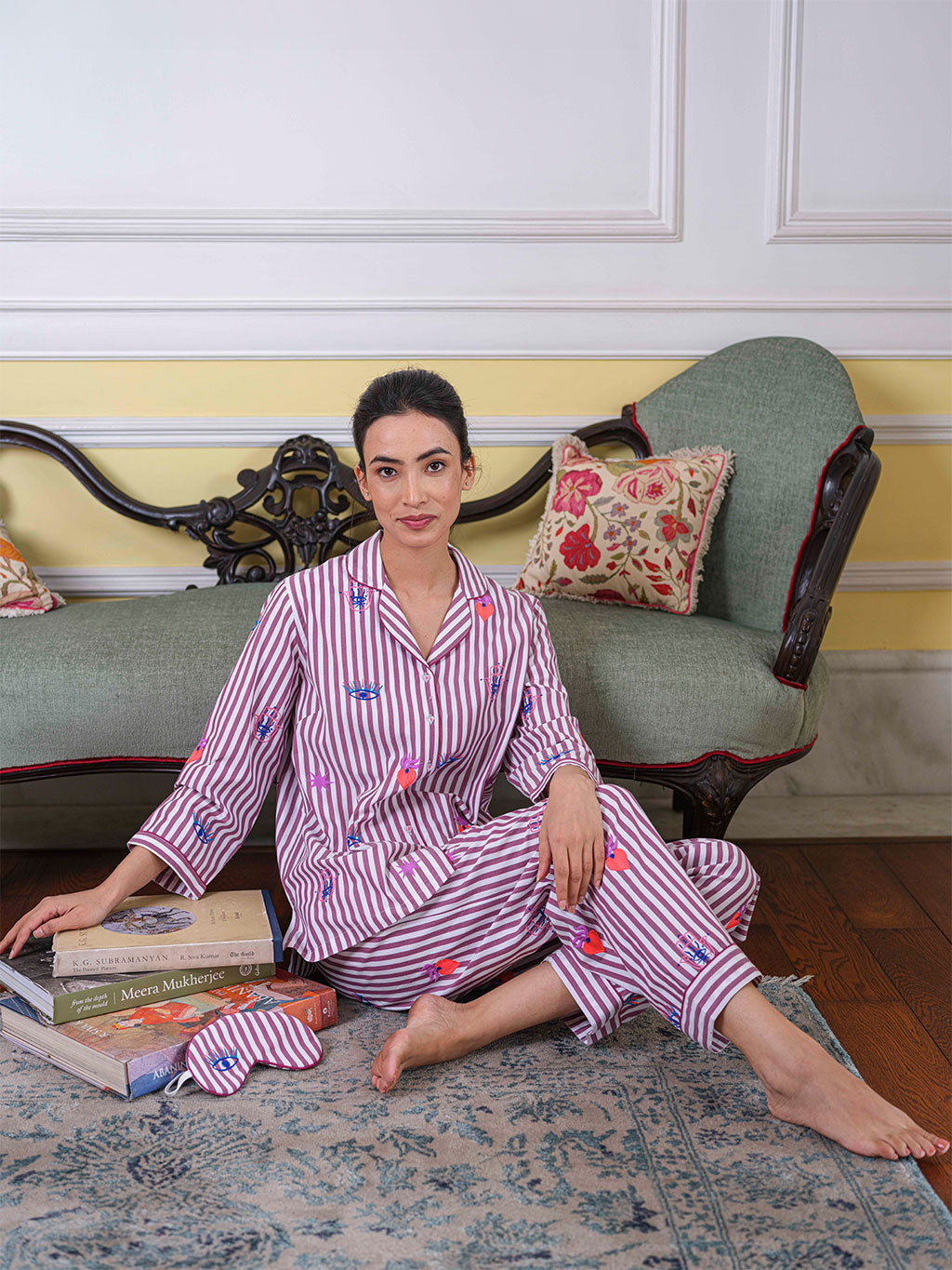 Magic on Burgundy Stripes Pyjama Long