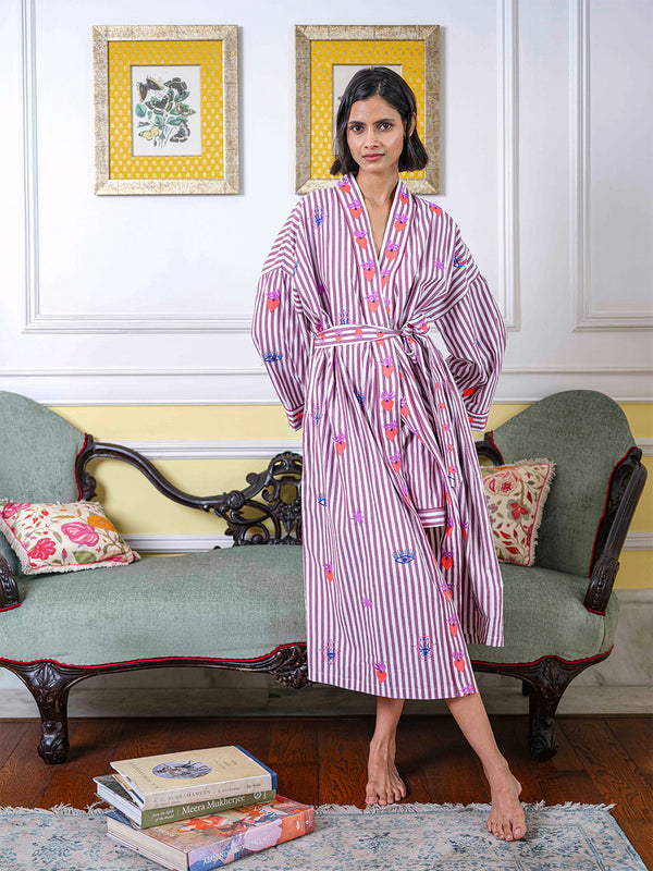 Magic on Burgundy Stripes Kimono