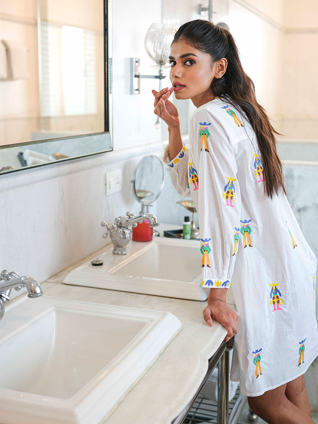 Cowgirl on White Nightgown