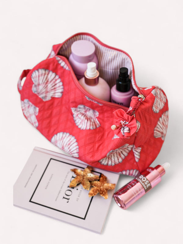 Wash Bag Shells on Red