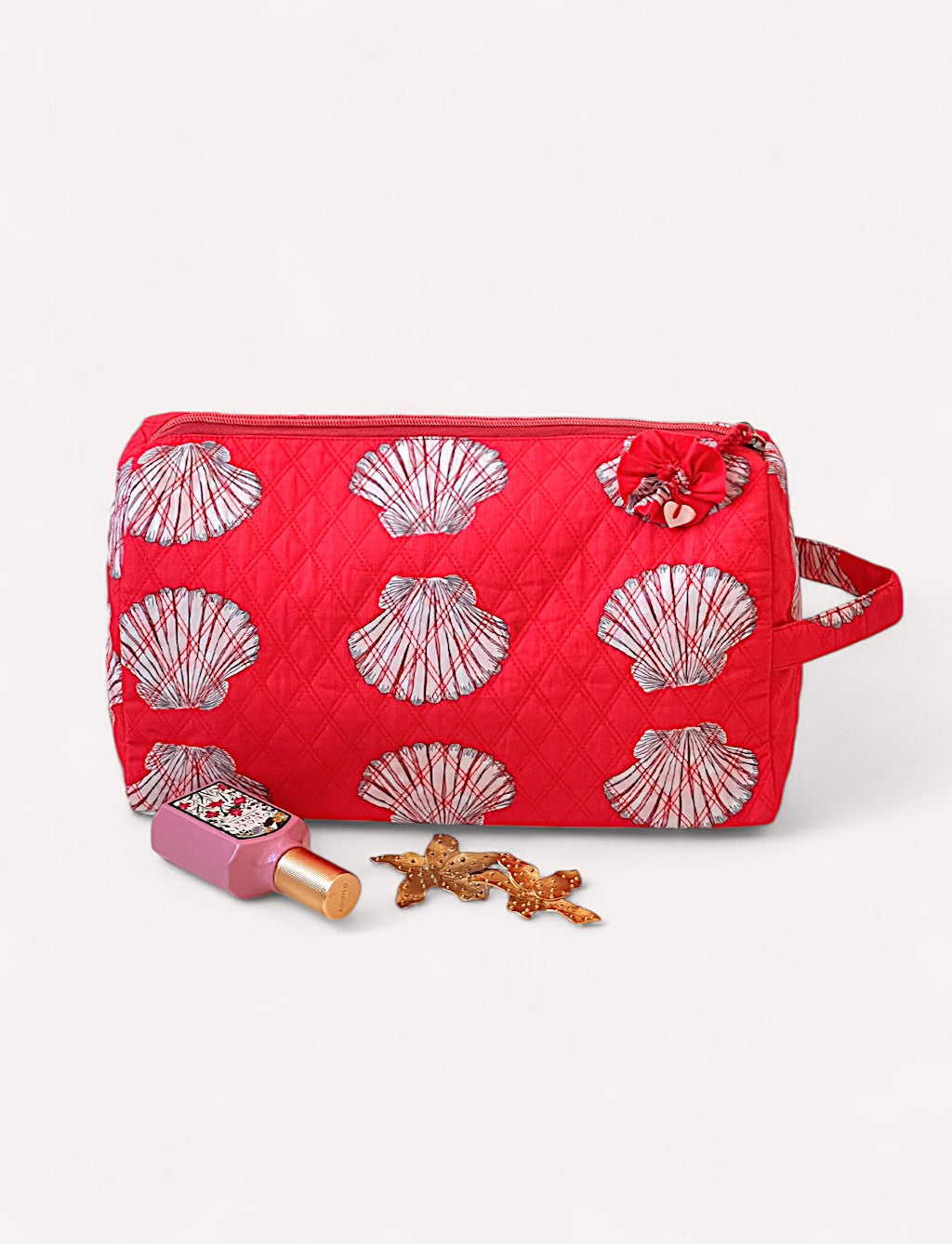 Wash Bag Shells on Red