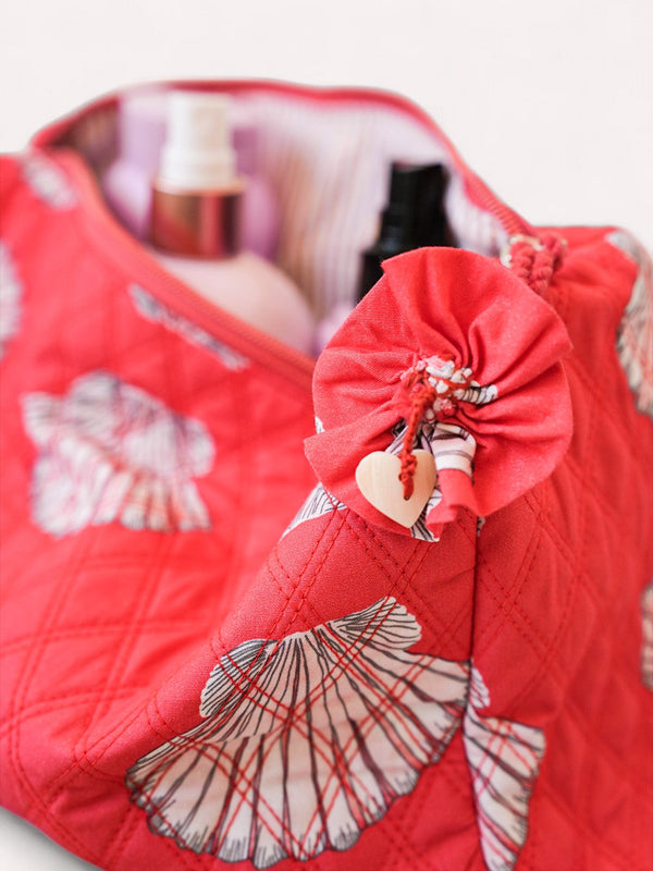 Wash Bag Shells on Red