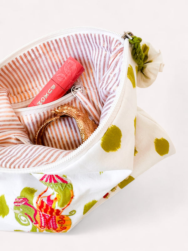 Ortiga Bag Green Dots Elephant Embroidery