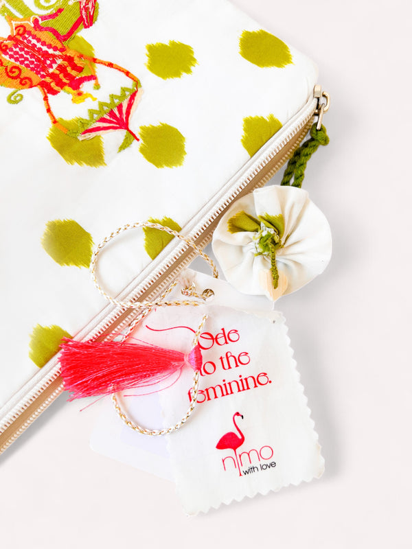 Ortiga Bag Green Dots Elephant Embroidery