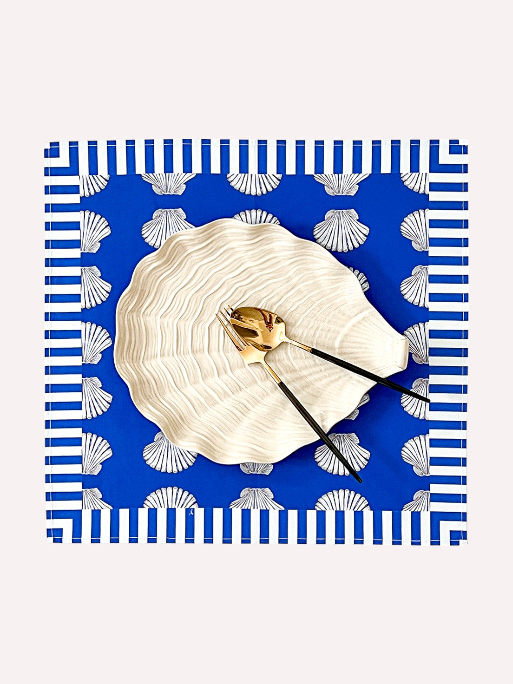 Napkin Shells on Blue with Stripes