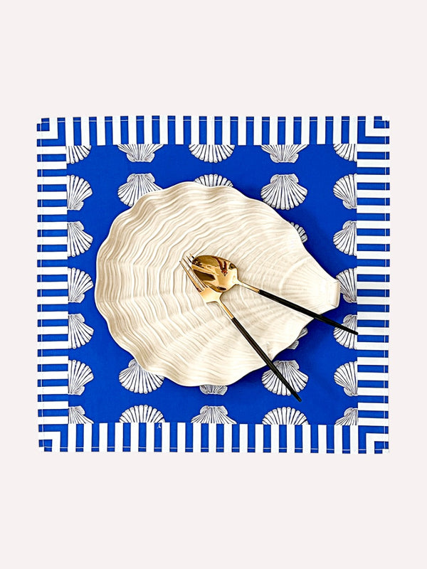Napkin Shells on Blue with Stripes