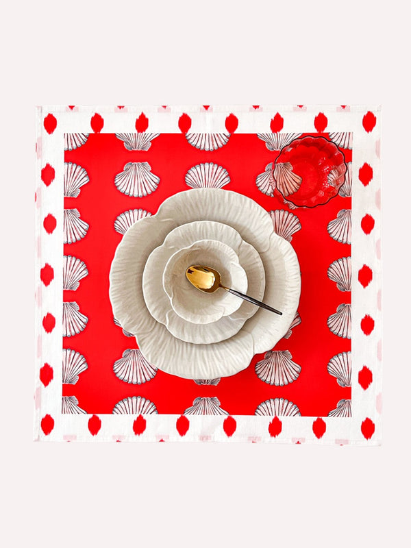 Napkin Shells on Red with Dots