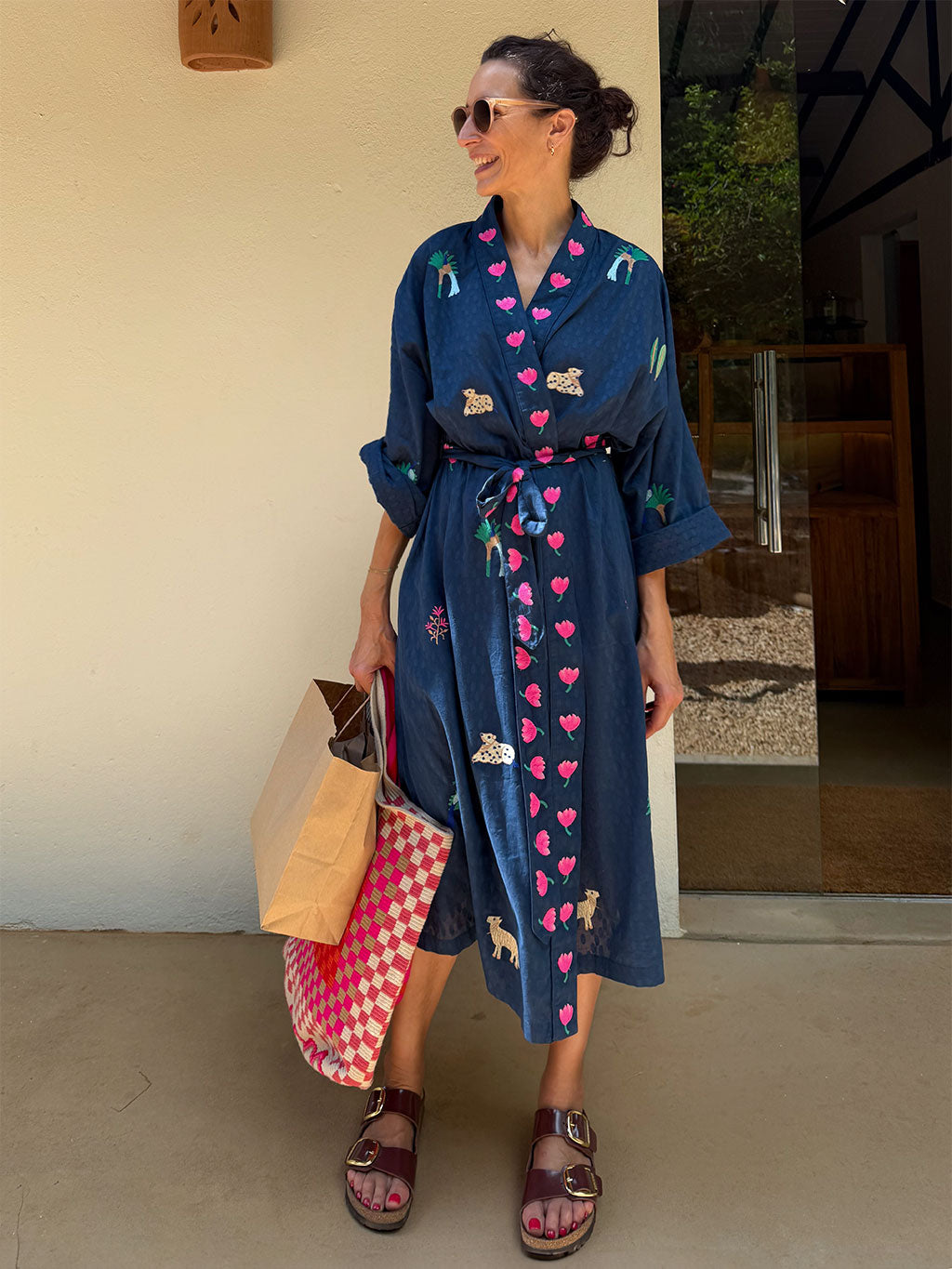 Kimono Little Jungle Embroidery on Navy